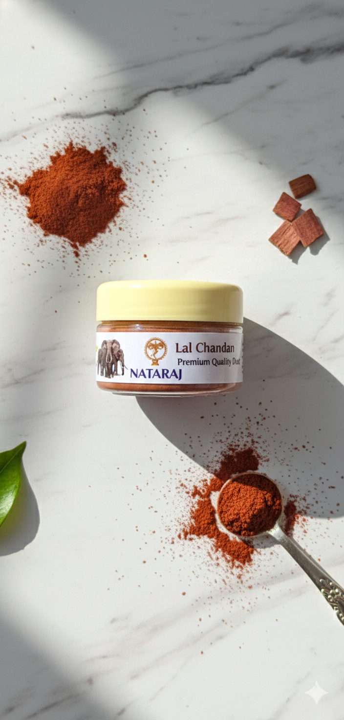 Nataraj Lal Chandan Powder (50g) – Pure Red Sandalwood Powder for Puja, Tilak & Spiritual Rituals | Devatrii - DEVATRII INCENSE