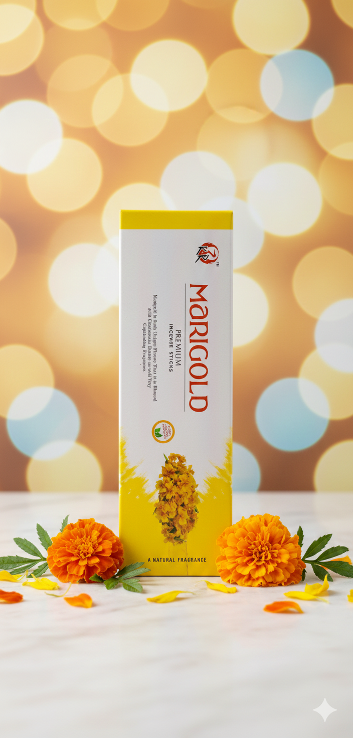 Marigold Flower Premium Incense Sticks – Fresh Festive Floral Aroma | Devatrii Natural Agarbatti - DEVATRII INCENSE