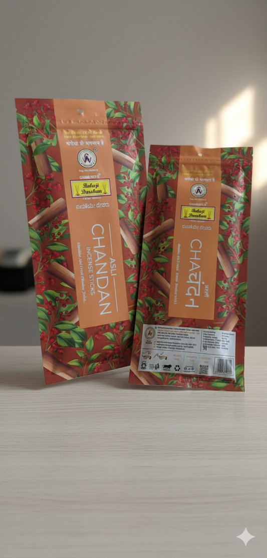 Balaji Darshan Chandan Premium Incense Sticks – Divine Sandalwood Aroma (Zipper Pack) | Devatrii - DEVATRII INCENSE