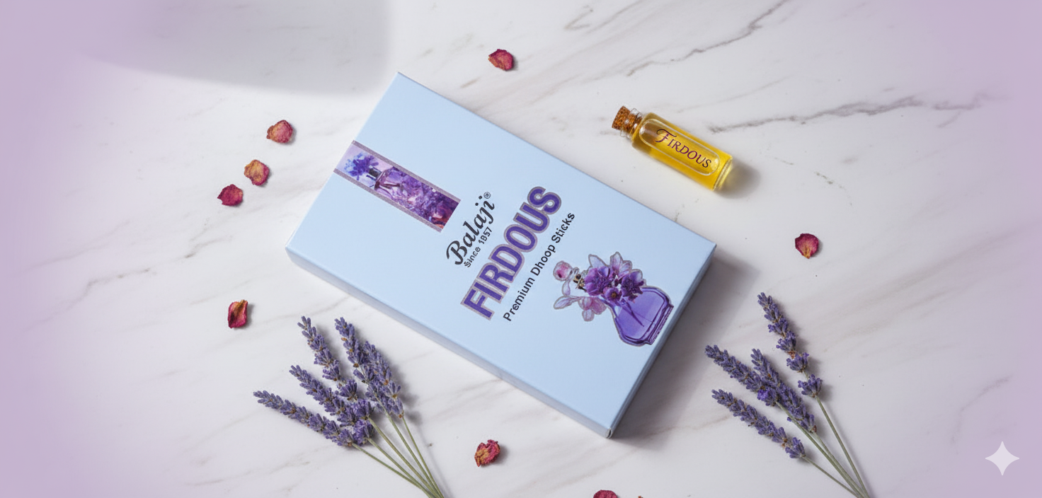 Balaji Firdous Bambooless Premium Incense Sticks (10 Sticks) – Arabic Firdous Fragrance for Puja, Meditation & Home | Devatrii - DEVATRII INCENSE