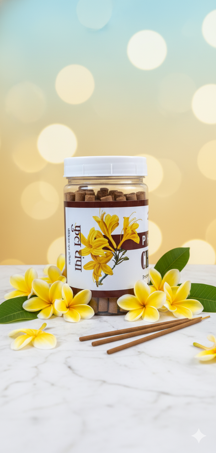 Balaji Champa Phool Bambooless Premium Incense Sticks Jar – Natural Champa Floral Aroma for Puja, Meditation & Home Fragrance | Devatrii - DEVATRII INCENSE