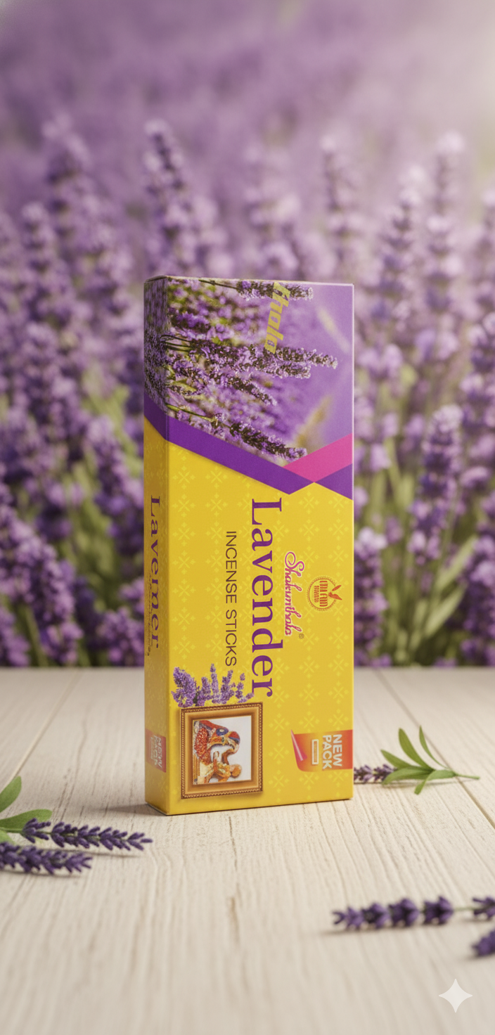 Sakuntala Lavender Premium Incense Sticks – Calming Floral Aroma for Relaxation, Meditation & Home Fragrance 12 packs | Devatrii - DEVATRII INCENSE