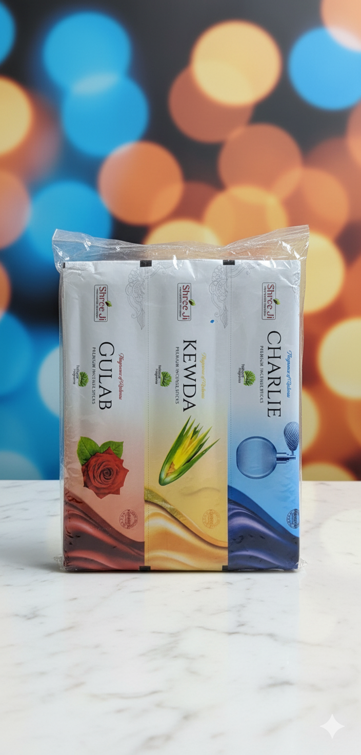 Sreeji Gulab/Kewda/Charlie Incense Sticks Zipper - DEVATRII INCENSE
