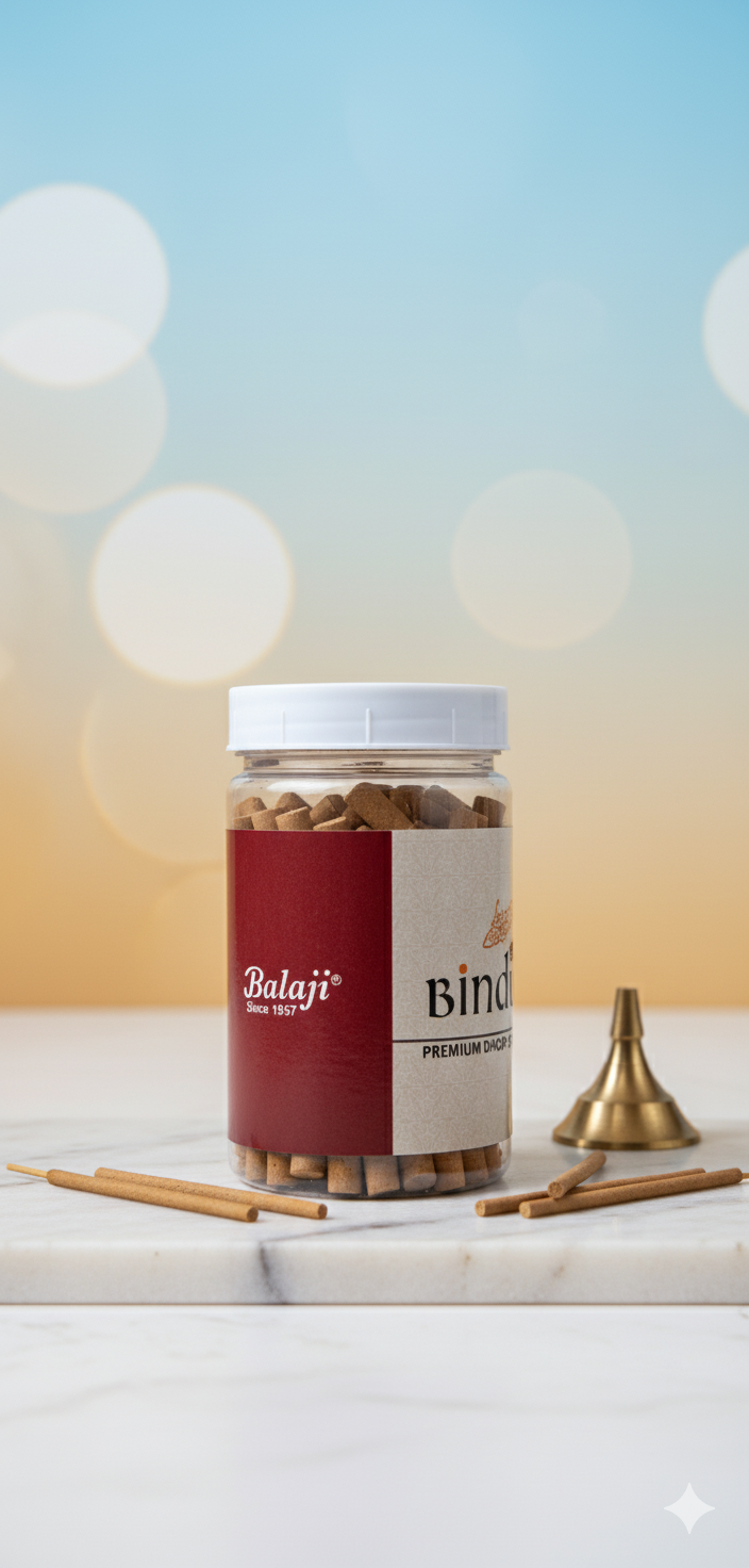 Balaji Bindu Bambooless Premium Incense Sticks (100 gms) – Long Lasting Natural Fragrance for Puja, Meditation & Home | Devatrii - DEVATRII INCENSE