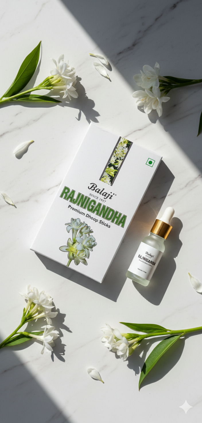 Balaji Rajnigandha Bambooless Premium Incense Sticks (10 Sticks) – Natural Floral Fragrance for Puja, Meditation & Home | Devatrii - DEVATRII INCENSE