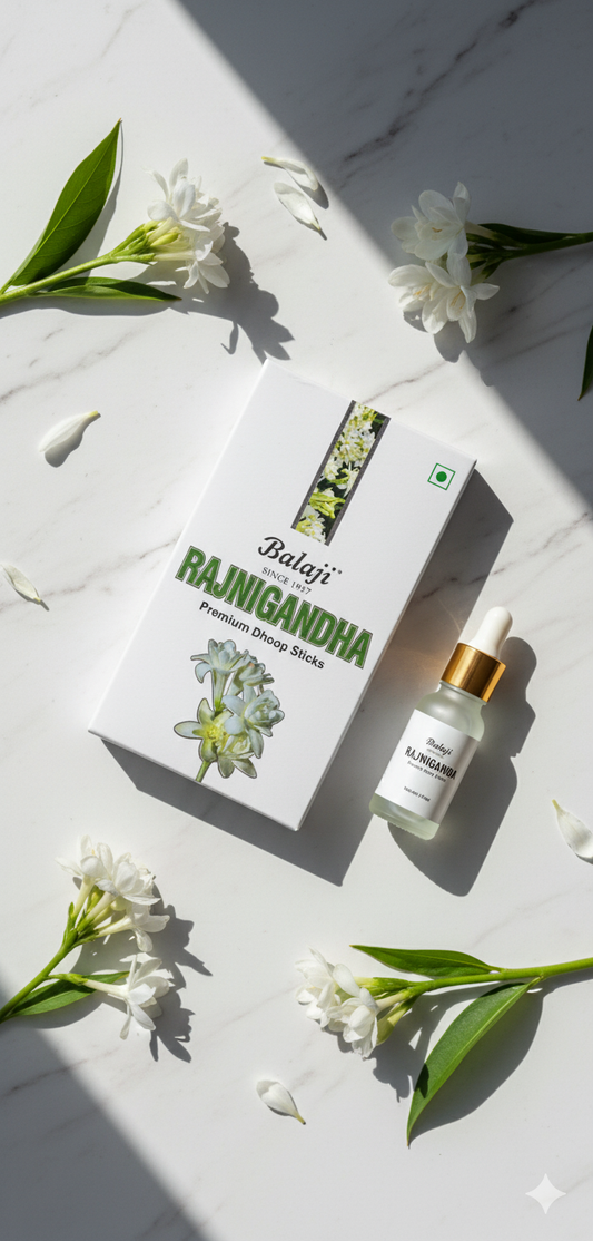 Balaji Rajnigandha Bambooless Premium Incense Sticks (10 Sticks) – Natural Floral Fragrance for Puja, Meditation & Home | Devatrii - DEVATRII INCENSE