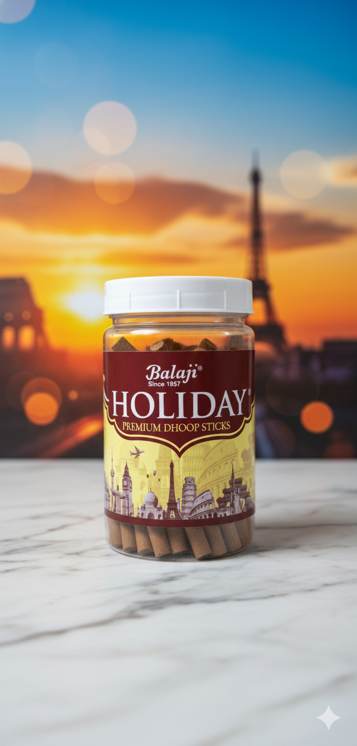 Balaji Holiday Premium Bambooless dhoop Sticks Jar ( 100 gms) - DEVATRII INCENSE