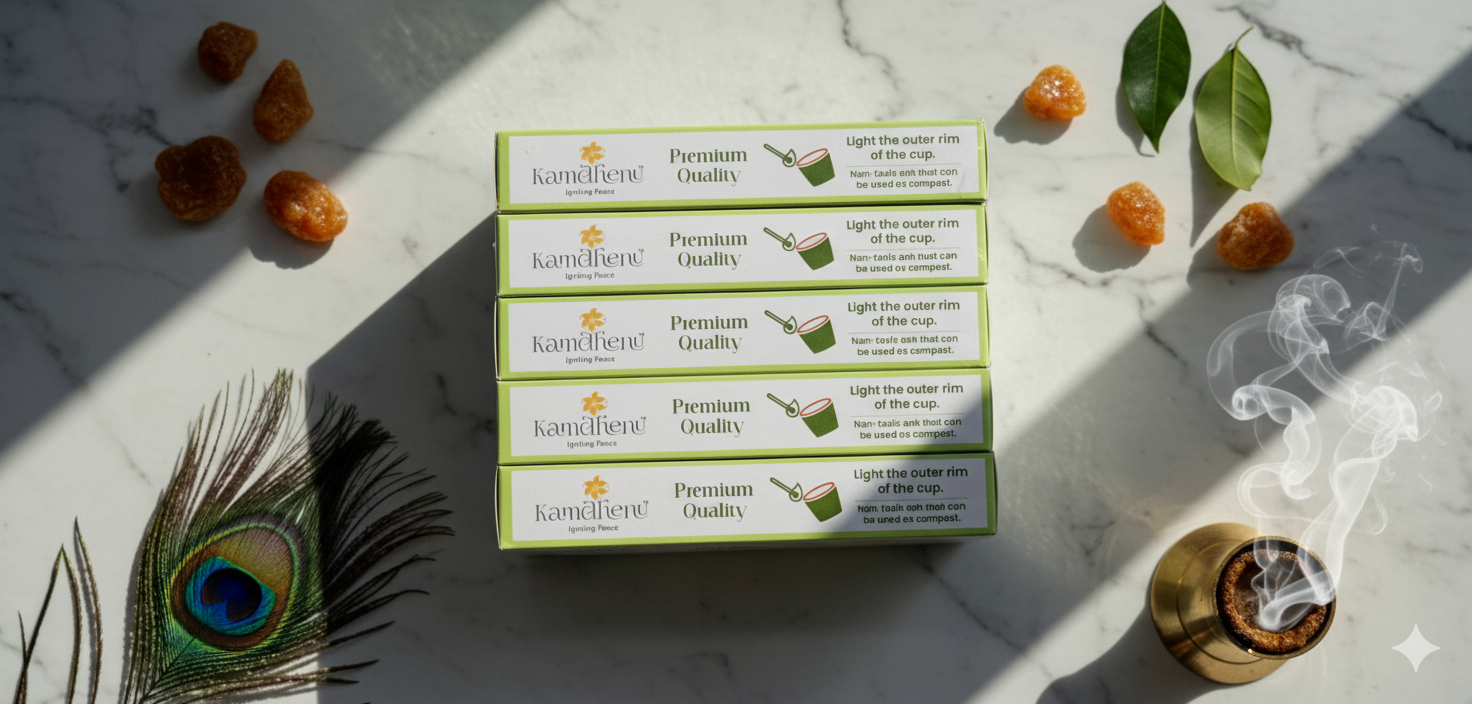 Kamdhenu Loban Sambrani Dhoop Cup – Premium Natural Fragrance for Puja & Home | Devatrii - DEVATRII INCENSE