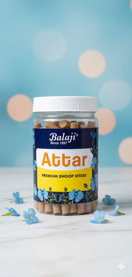 Balaji Attar Flavour Premium Bambooless Incense Sticks Jar (100 gms) | Long-Lasting Natural Aroma | Premium Home Fragrance | DEVATRII - DEVATRII INCENSE