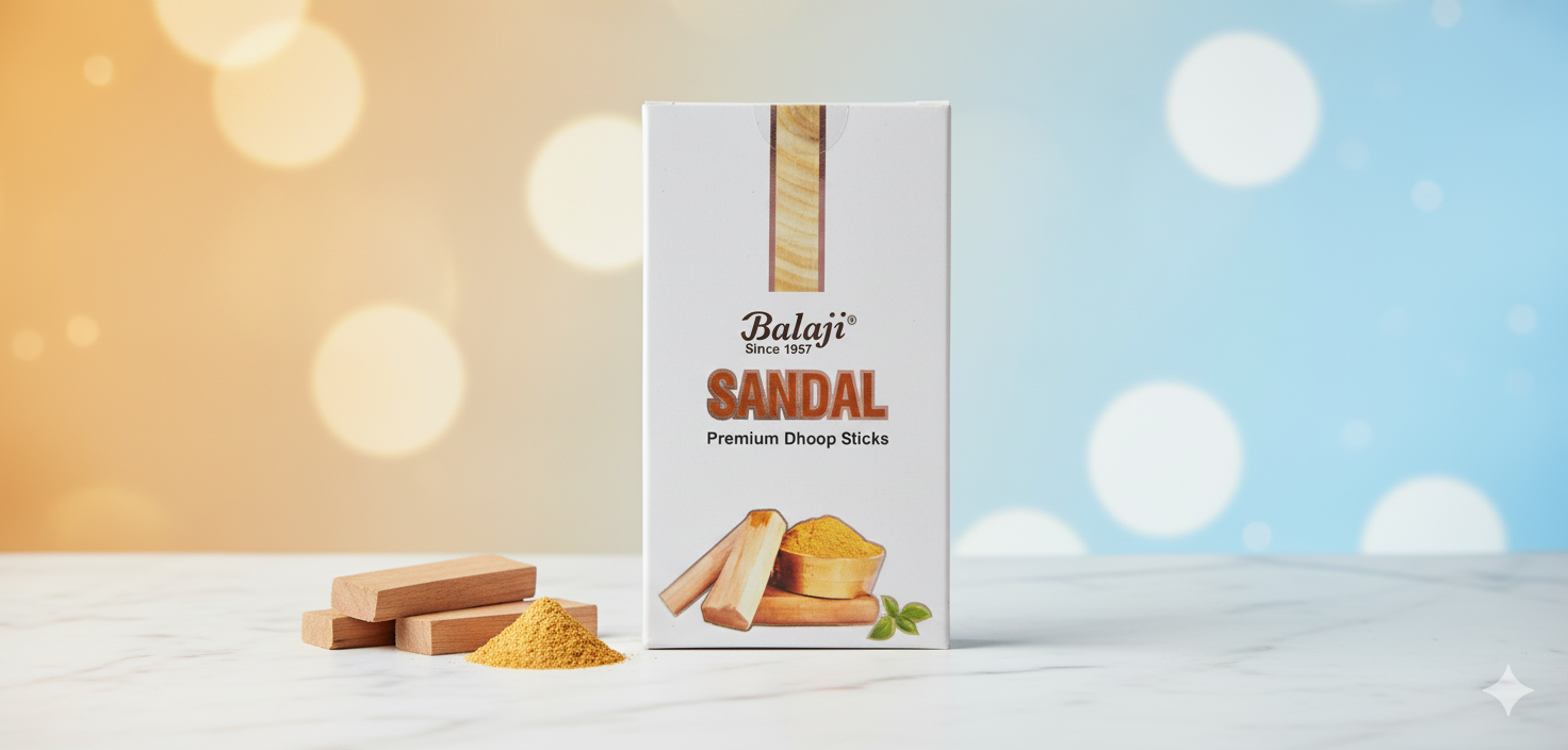 Balaji Sandal Bambooless Premium Incense Sticks (10 Sticks) – Pure Sandalwood Fragrance for Puja & Home | Devatrii - DEVATRII INCENSE