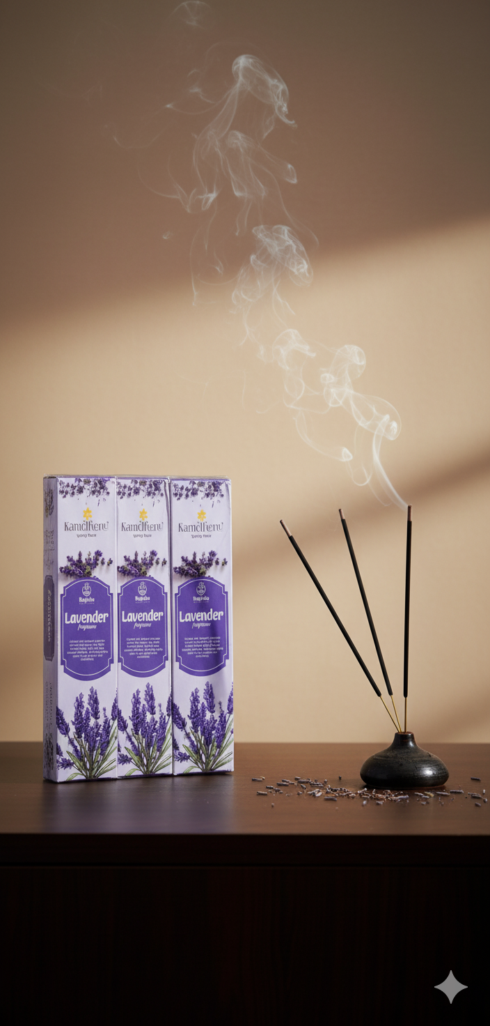 KAMDHENU BAGICHA LEVENDER FRAGRANCE PREMIUM INSENCE STICK 6 PACK - Each Packet content 55g each